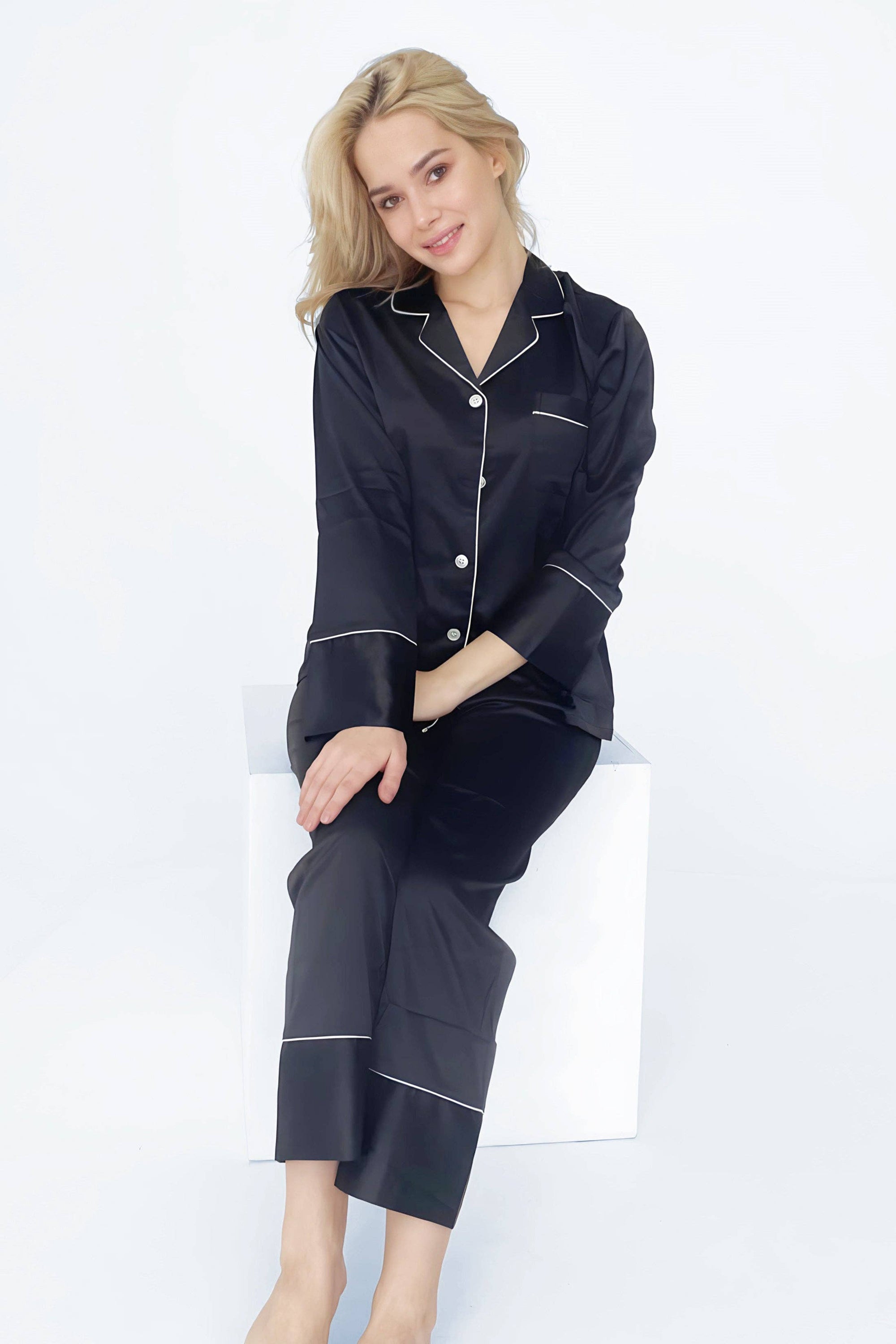 Matte Silk Pajama Set (with sleep mask)