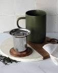 Juliet Khaki Stoneware Teacup with Filter + Lid