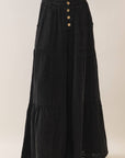Tiered Wide leg Acid Washed Cotton Gauze Pants
