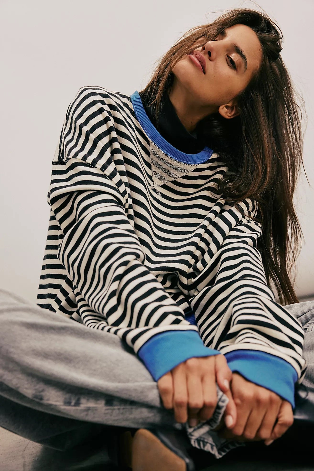 Free People Classic Striped Oversized Crew
