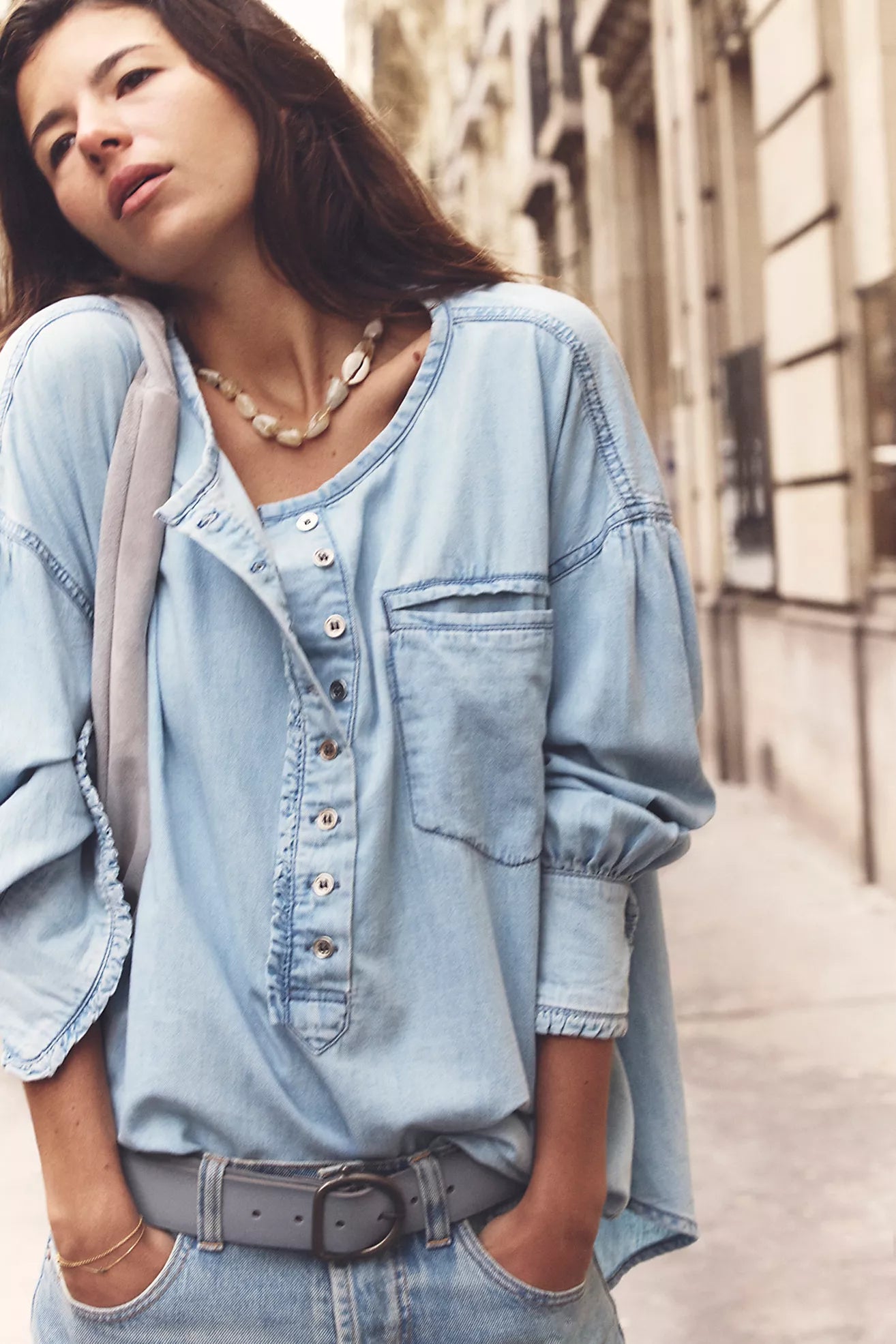 Free People Denim Dreaming Pullover