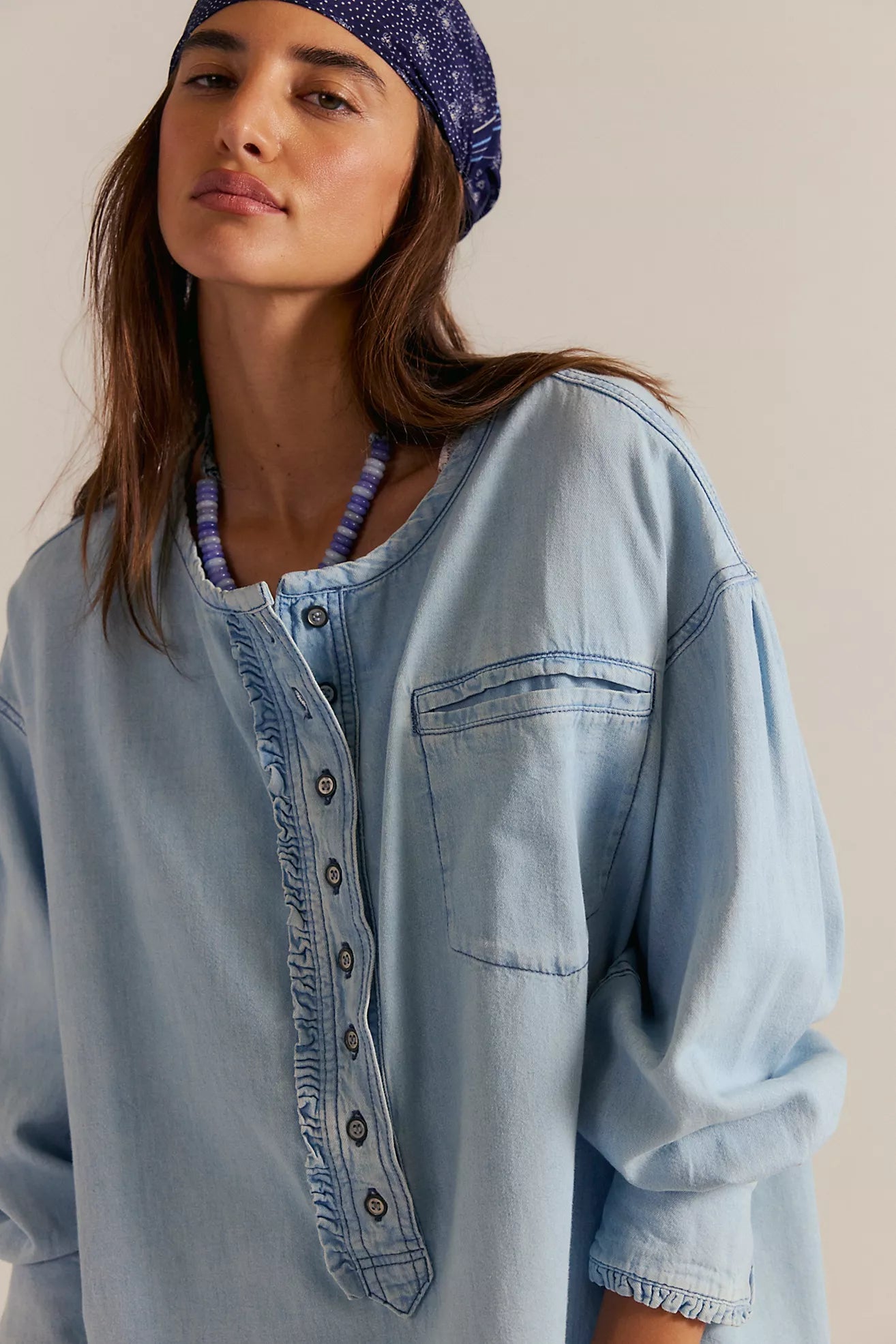 Free People Denim Dreaming Pullover