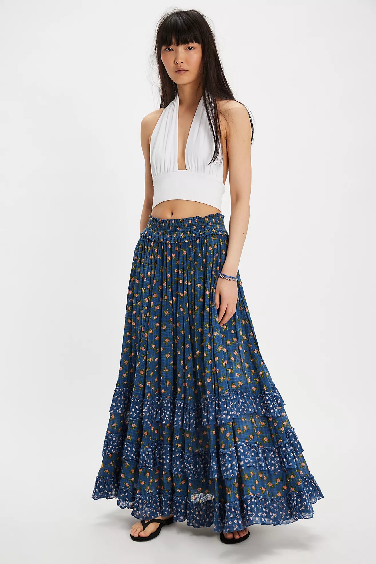 Free People One Brynn Printed Maxi Skirt