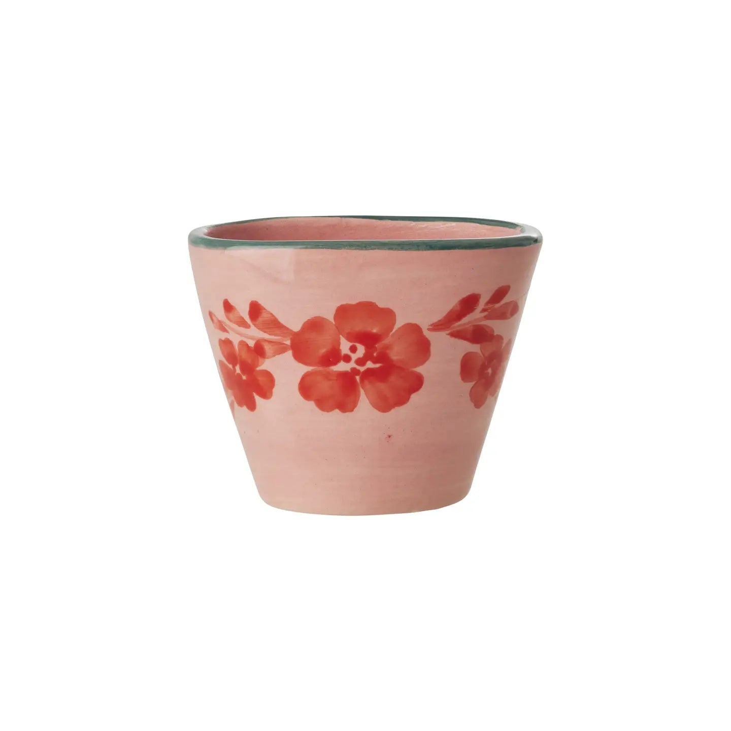 Ceramic Oval Espresso Cup Orange Flower Vine