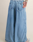 Washed Chambray Palazzo Pants