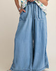 Washed Chambray Palazzo Pants