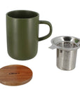 Juliet Khaki Stoneware Teacup with Filter + Lid