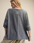 Printed Thermal Mix Washed Henley Top (Ash)