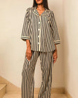 Azurina 3/4 Sleeve PJ set - BW Stripes