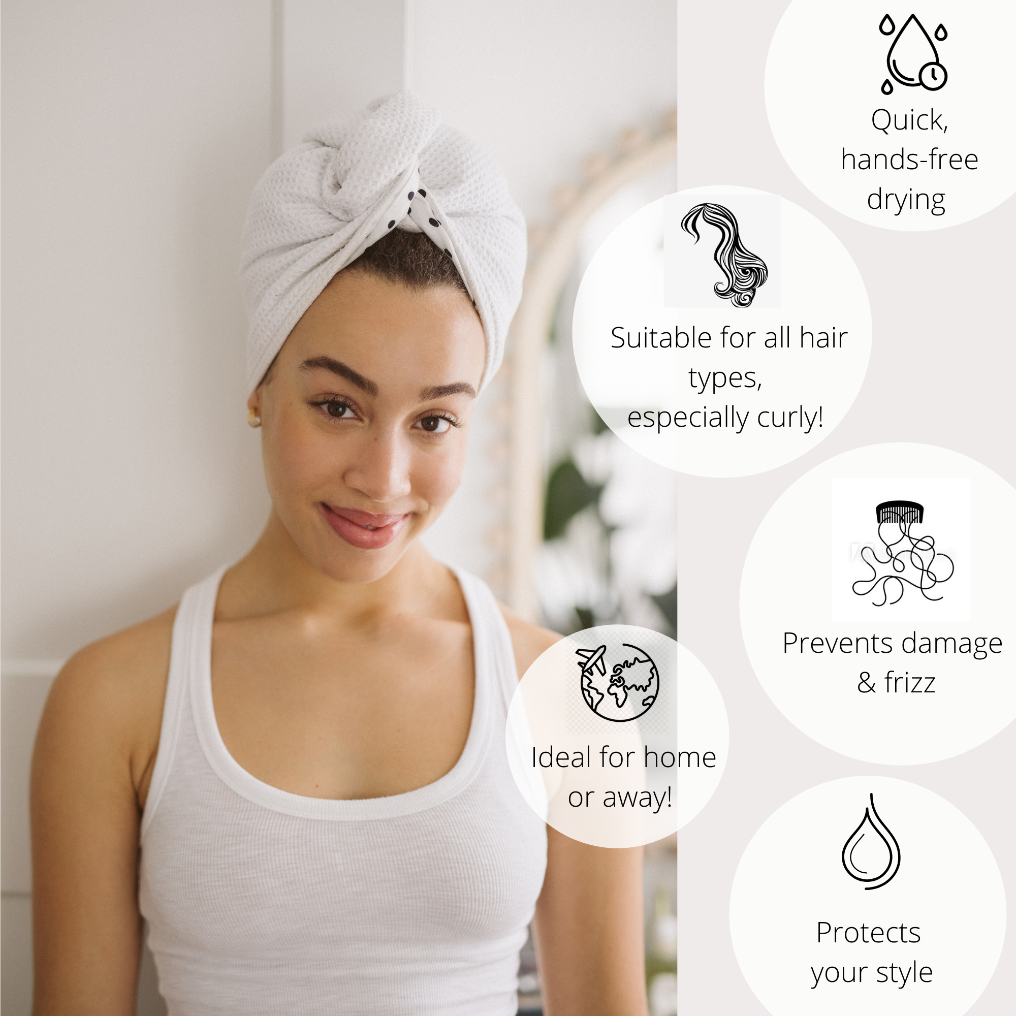 Satin &amp; Microfibre Hair Towel