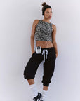 Flutter Cropped Jogger (Black)