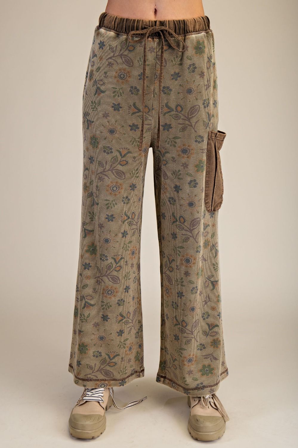 Signature Printed Washed Waffle Pants (Olive)