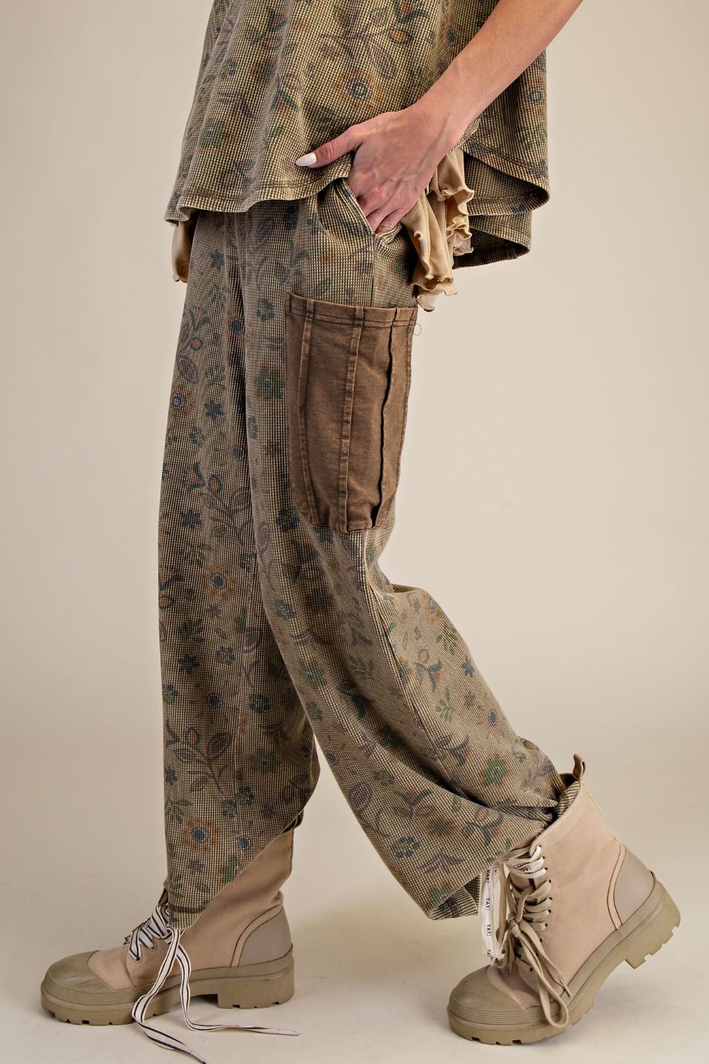 Signature Printed Washed Waffle Pants (Olive)