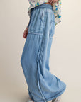 Washed Chambray Palazzo Pants
