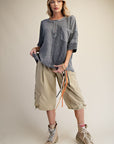 Printed Thermal Mix Washed Henley Top (Ash)
