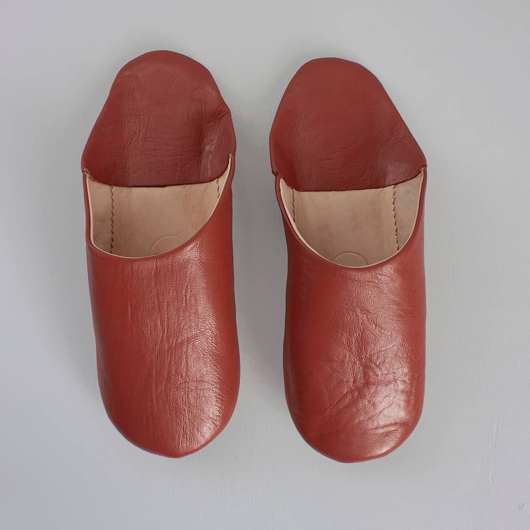 Moroccan Babouche Slippers, Terracotta